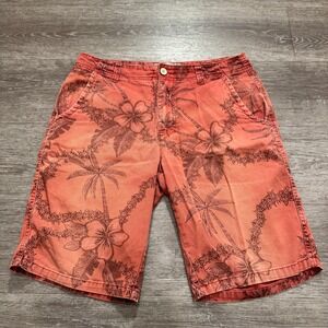 PLUGG Shorts Mens 32 Pink Floral Chino 11" Cotton Vintage‎ Y2K Casual Adult